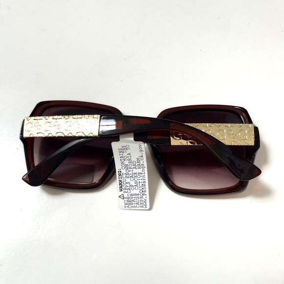 New Original GUESS Square Sunglasses GO00031 Acetate Embossed Red Burgundy